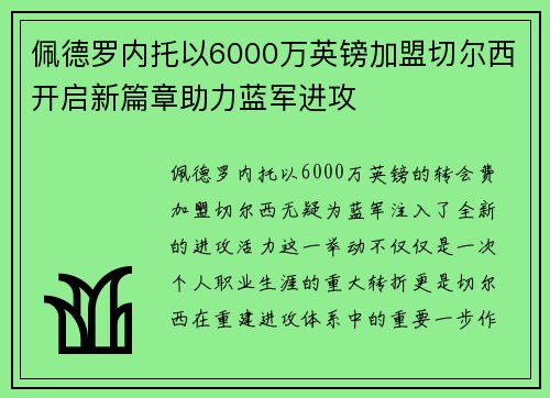 佩德罗内托以6000万英镑加盟切尔西开启新篇章助力蓝军进攻 佩德罗内托以6000万英镑加盟切尔西开启新篇章助力蓝军进攻